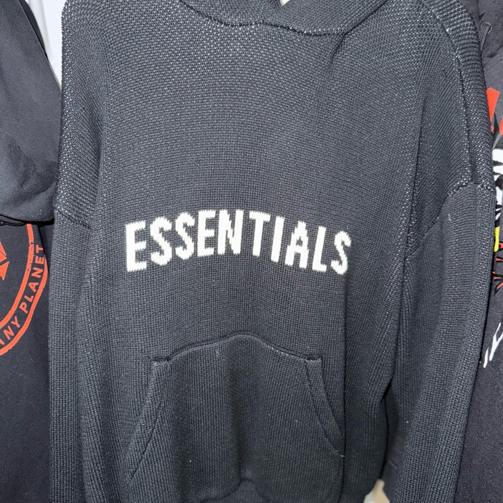 Fear of God Essentials Knit Black Hoodie